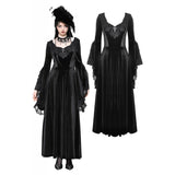 Vintage velvet romantic gothic oversized sleeve dress.