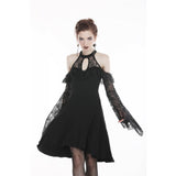 Black lady lace knitted off-shoulders dress