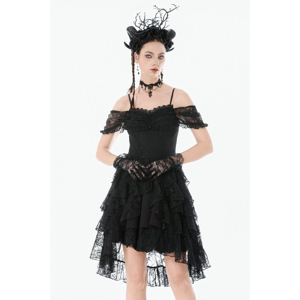 Romantic Gothic Lace Layered High-low Dress