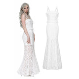 Gothic white romantic hollow cat ear mermaid dress