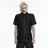 Ember Séance Men's Gothic Shirt with Mesh in Black