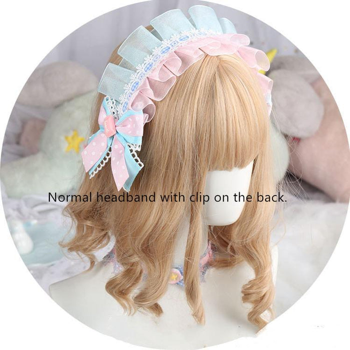 Pink and Blue Sweet Lolita Bow Headwear