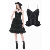Gothic Vintage Velvet Lace Patchwork Coffin and Cross Trimmed Cami Top