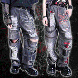 Purgatory Agent ☠️ Distressed washed and ripped style, detachable and multi-wear loose denim trousers Jill's original punk rock
