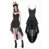 Retro Gothic Lace Camisole High-Low Ruffle Tail Dress