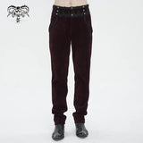 Wine Gothic high waist chenille men's trousers