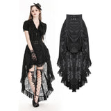 Gothic princess black lace hi-low skirt