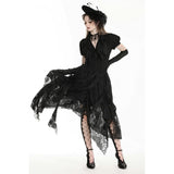 Gothic black distressed lace skirt