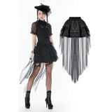 Gothic Tailed Sheer Mesh Petticoat Skirt