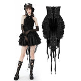 Gothic luxe frilly tail high low tunic skirt