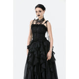Gothic Butterfly Lace Choker with Black Beads and Gemstone