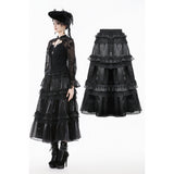 Gothic Moonlit Rose Layered Maxi Petticoat Skirt