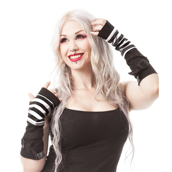 STRIPE STRAP ARMWARMERS - BLACK/WHITE