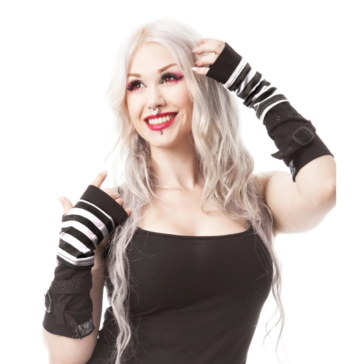 STRIPE STRAP ARMWARMERS - BLACK/WHITE