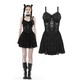 Punk spider mesh see-though strap dress