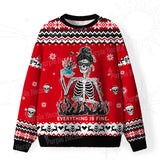 Purplehecate Everything Is Fine Fuzzy Ugly Christmas Sweatshirt