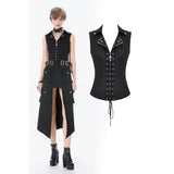 Punk Studded Lace-Up Corset Vest