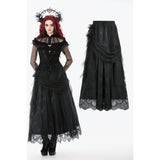 Gothic Court Floral Pleated Tulle Maxi Skirt