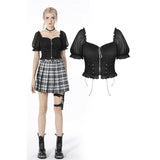 Rock doll lace up waist pin zip top