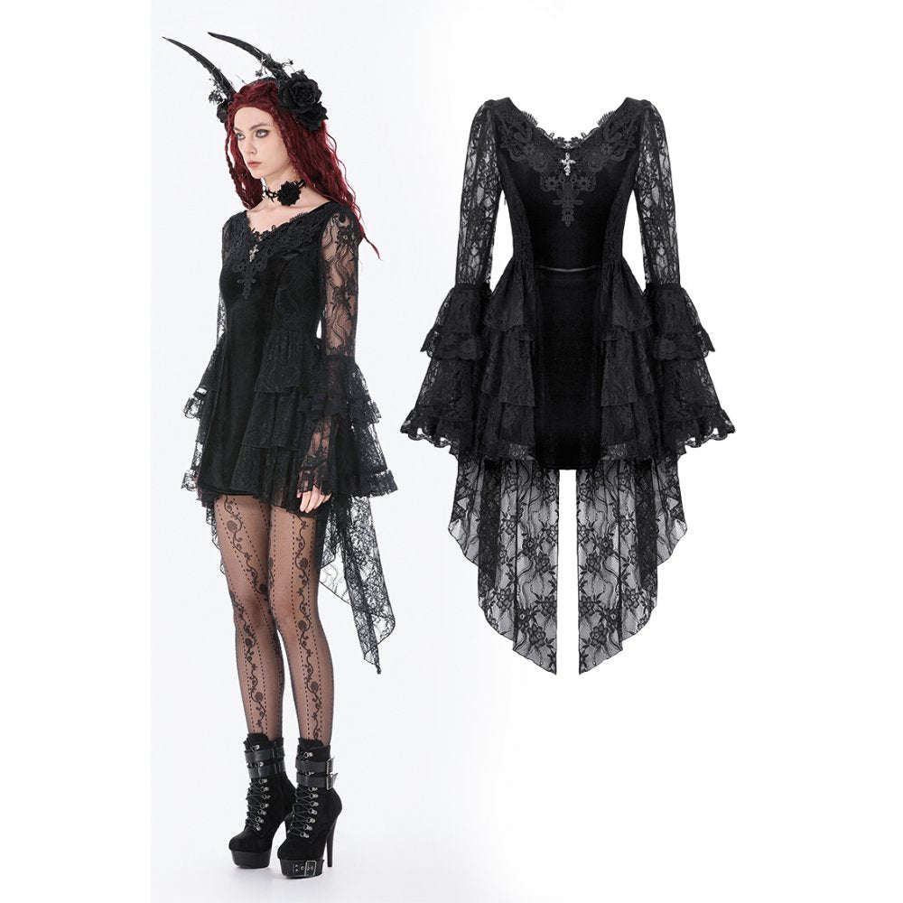 Classic Gothic Velvet & Lace Embroidered Dress