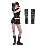 Punk Leather Buckle Chain Long Gloves