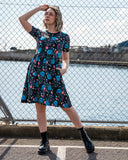 Rebel Romance Floral Jellyfish Short T-Shirt Smock Dress With pockets