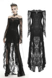 Gothic black lace frill swallow tail mermaid dress