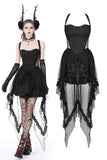 Gothic doll cold waist swallowtail halter dress