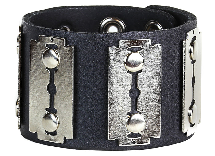 FB201 RAZOR BLADE LEATHER BRACELET