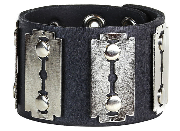 FB201 RAZOR BLADE LEATHER BRACELET