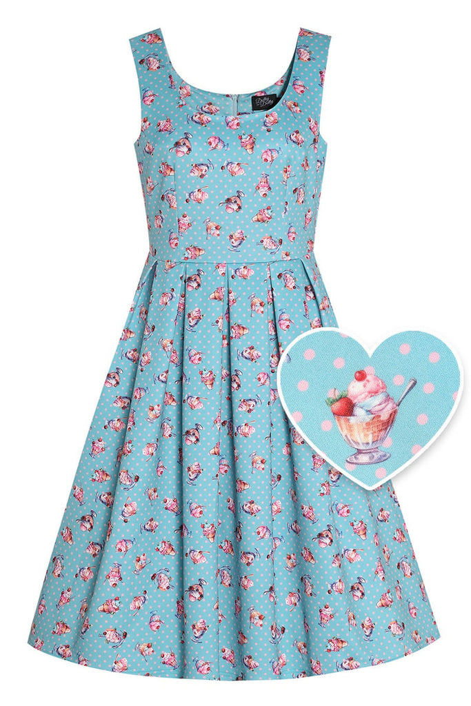 Amanda Sundae Blue Flared Dress