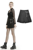 Punk metal chain decorative pleated mini skirt