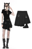 Punk rock irreqular pleated skirt