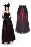 Gothic black red flower sea tasseled long skirt