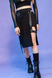 Punk Garter Belt Irregular Mid Skirt