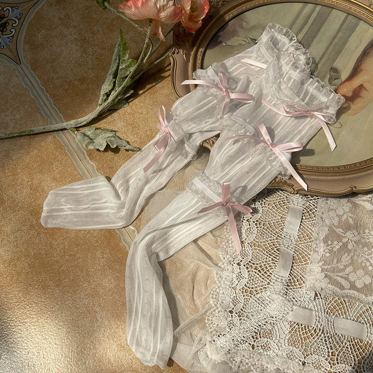 Sweet Lolita Mid-Calf Socks 3-Layer Lace Mesh Fairy Thin Socks