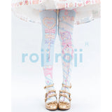 Roji roji - Fairy Kei Sweet Lolita Print Stockings- BLUE
