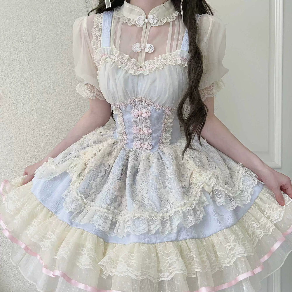 Floral Flan - Chinese Style Lolita JSK Dress Ballet Style Innerwear Set