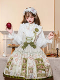 Aurora's Bookroom - Classic Lolita Bust-support JSK Dress with Bookstore Print