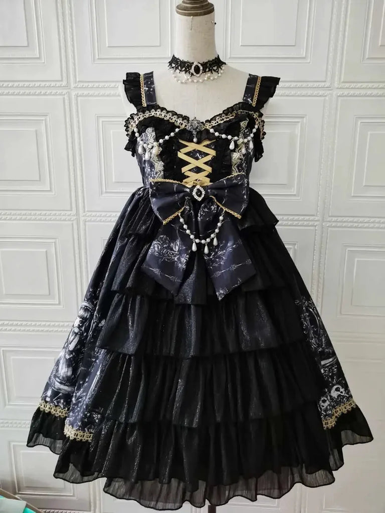 Dragon Witch - Printed Gothic Lolita JSK Dress, Front Opening