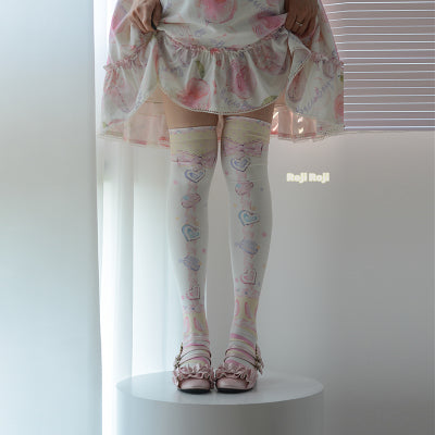Macaron Printed Lolita Knee Stockings