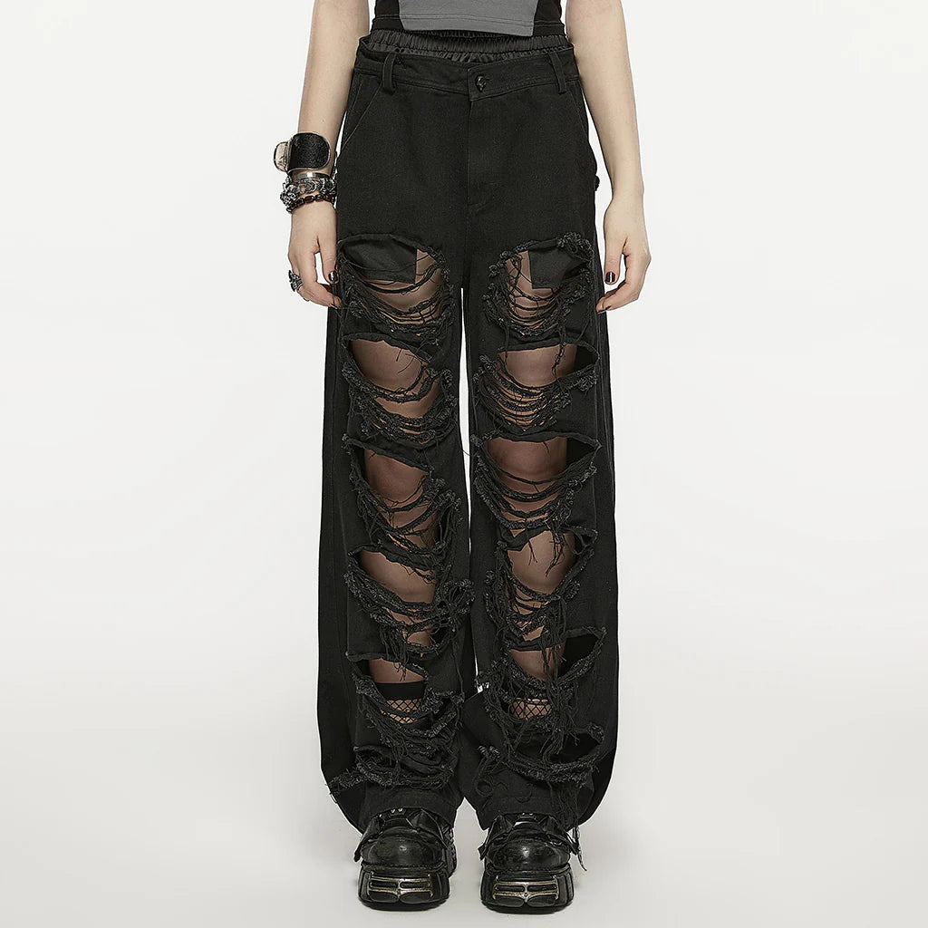Elastic waist denim hip-hop pants