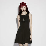 Gothic Dress Moon Phases Sleeveless Black Skater Style