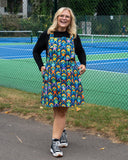 Rainbow Frogs Stretch Twill Pinafore Dress