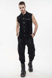 Gothic Punk Ripped Denim Vest Waistcoat