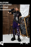 Forbidden Bones ☠ Silver Chain Rivet Zipper Design Scottish Plaid Unisex Straight Leg Trousers