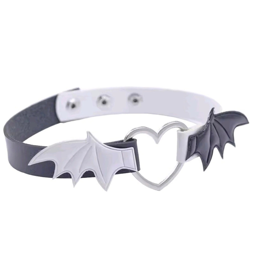 Love & Bat Black X white Choker