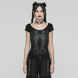 Skeleton Cutout Back Iron Chain Punk T-Shirt