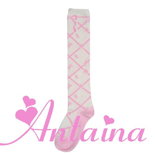 Sweet Cotton Lolita Socks  White Pink