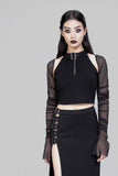 Gothic punk mesh sleeve long top